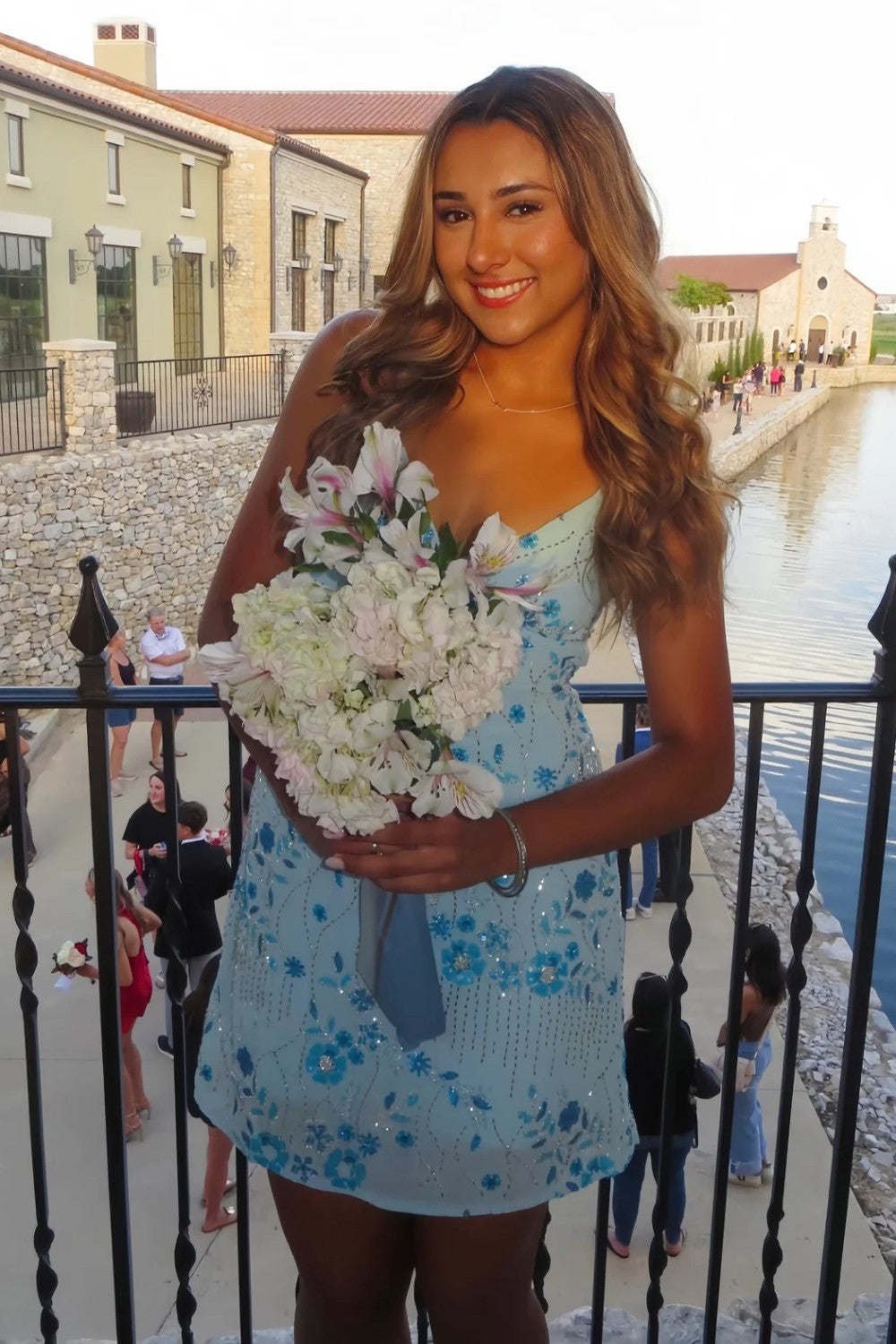 Stunning Beaded Sheath Homecoming Dress with Spaghetti Straps and Floral Embellishment