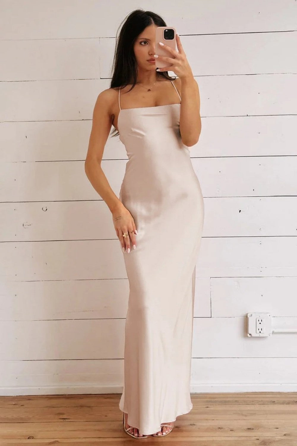 Stunning Sheath Spaghetti Straps Yellow Long Prom Dress with Criss Cross Back