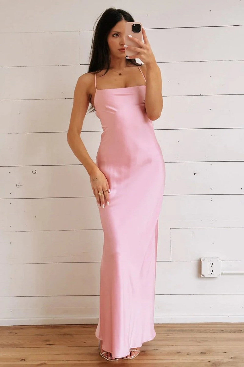 Stunning Sheath Spaghetti Straps Yellow Long Prom Dress with Criss Cross Back