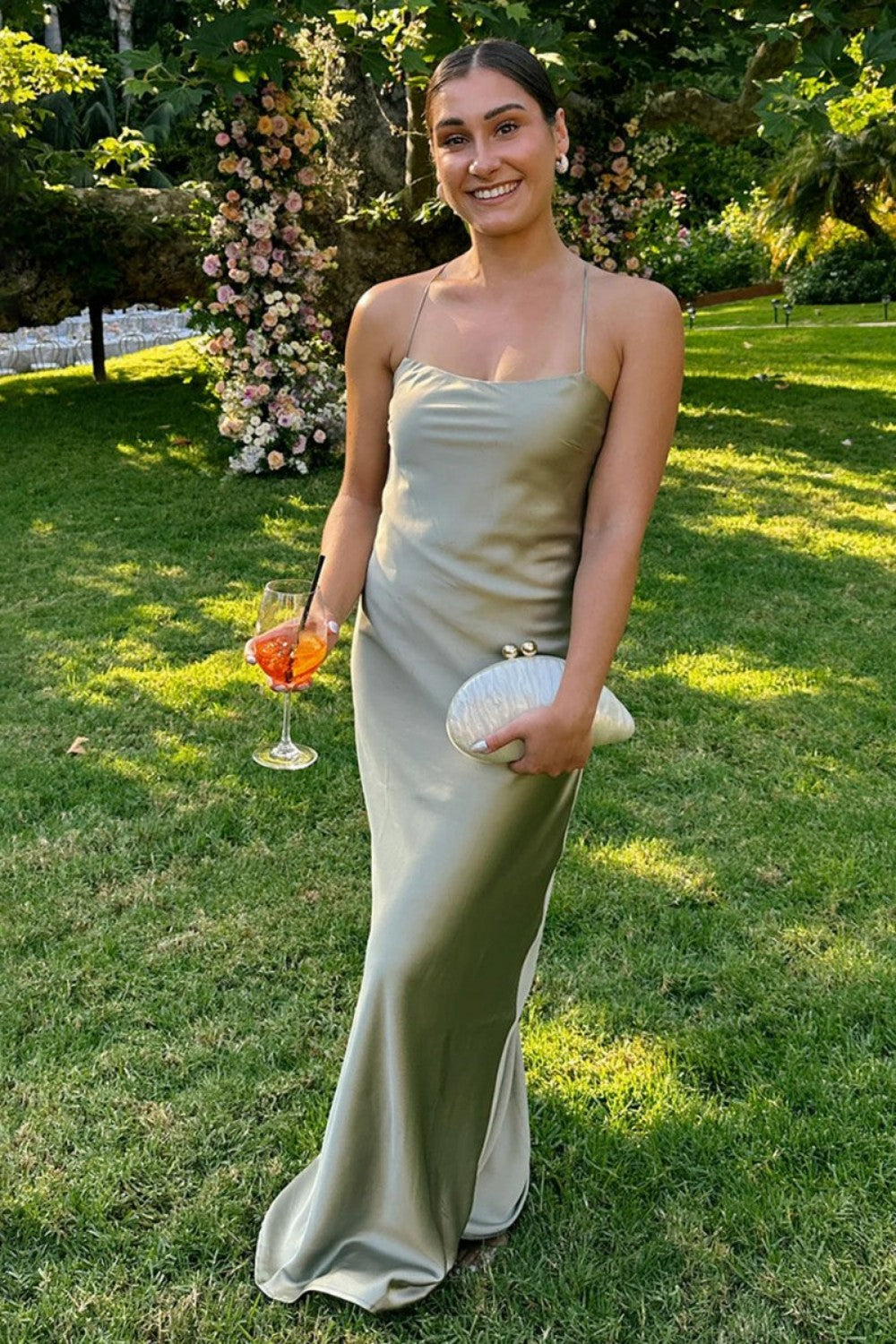 Stunning Sheath Spaghetti Straps Yellow Long Prom Dress with Criss Cross Back