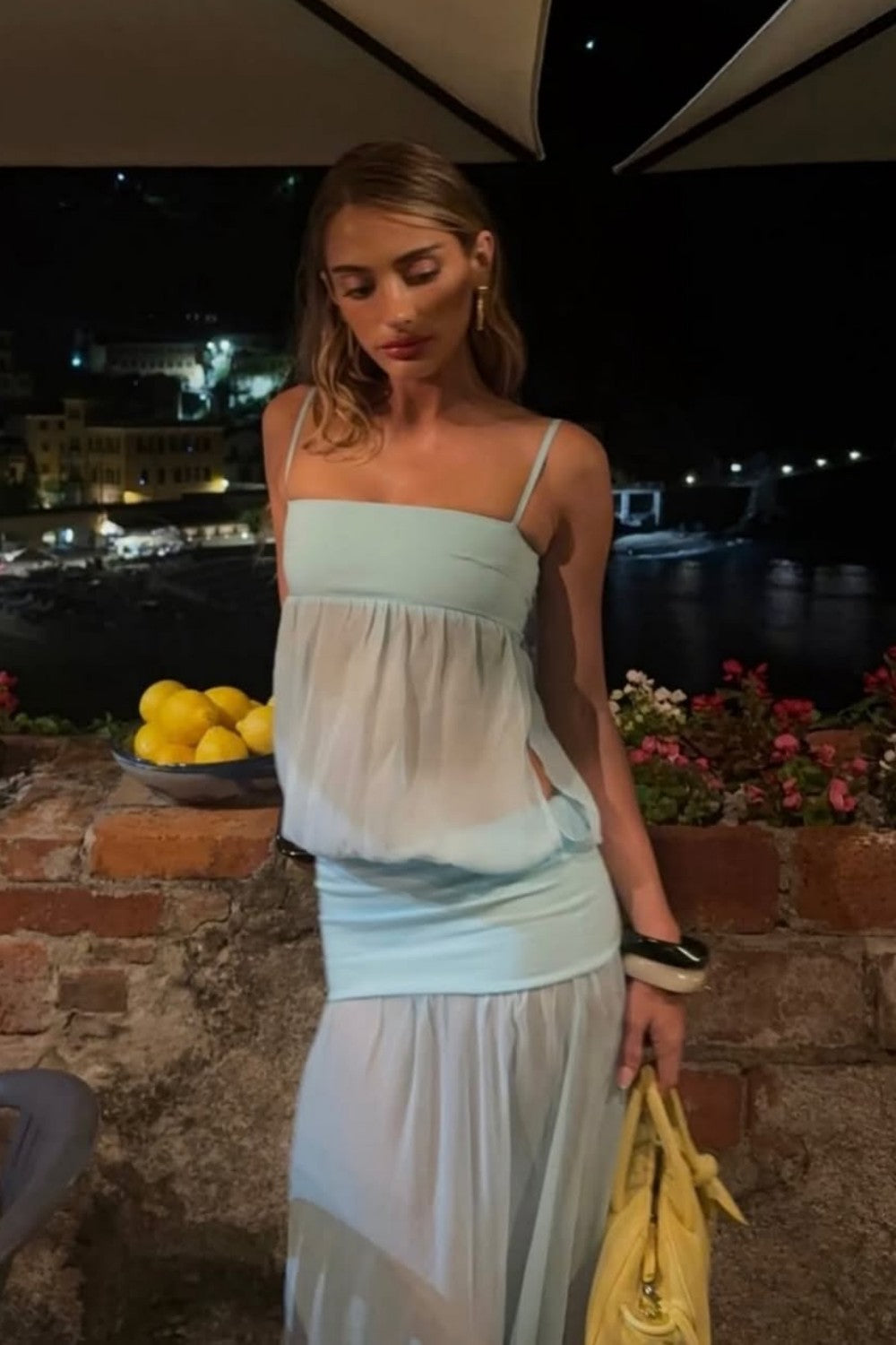 Stylish Mint Green Sheer Spaghetti Straps Chiffon Long Prom Dress