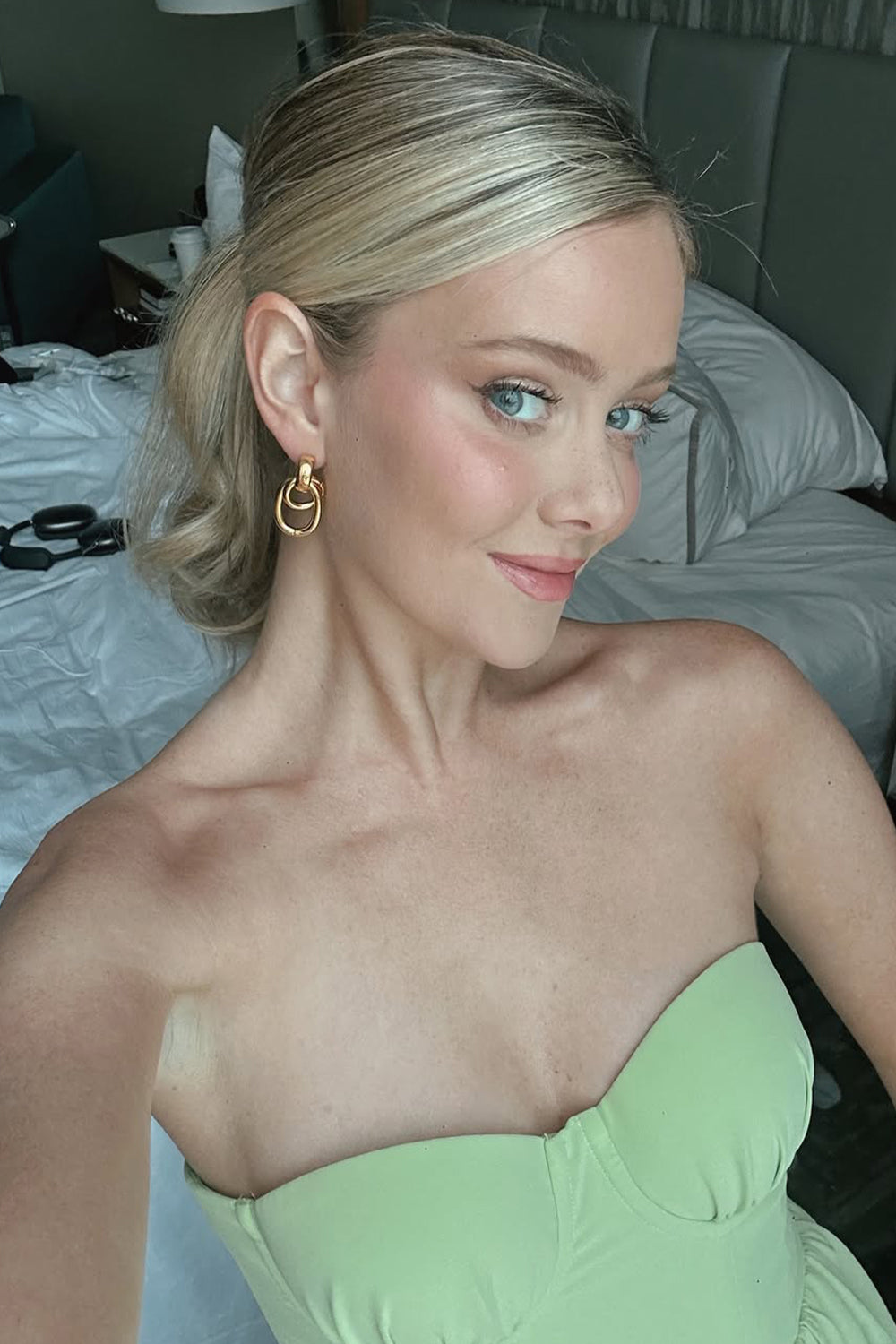 Sweetheart Light Green Layered Ruffle Evening Dress with Slit