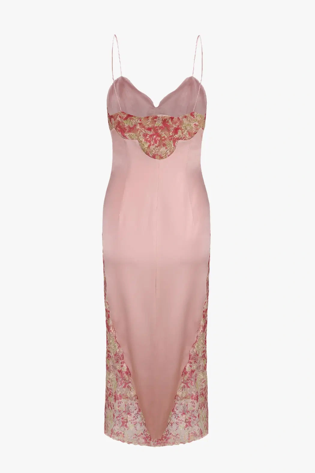 Sweety Sheath Spaghetti Straps Pink Tea Length Party Dress with Lace
