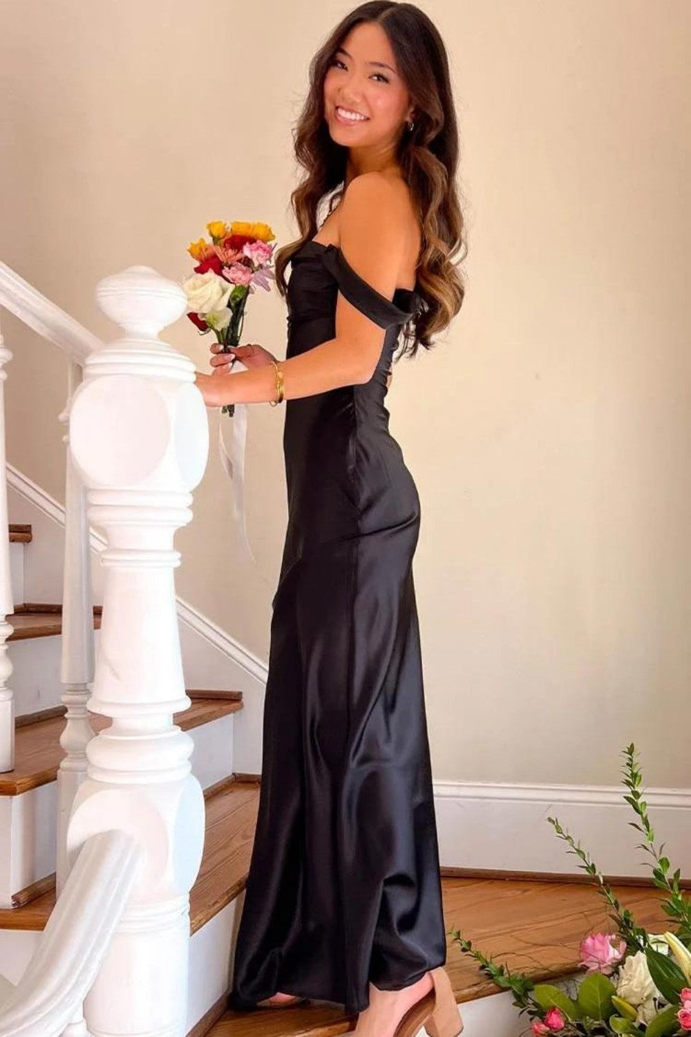 Trendy Sheath Off the Shoulder Lilac Prom Dress with Ruched