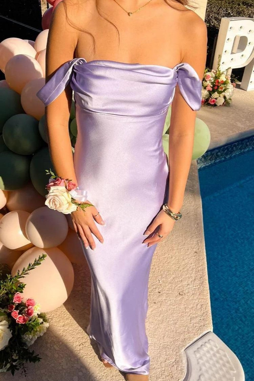 Trendy Sheath Off the Shoulder Lilac Prom Dress with Ruched