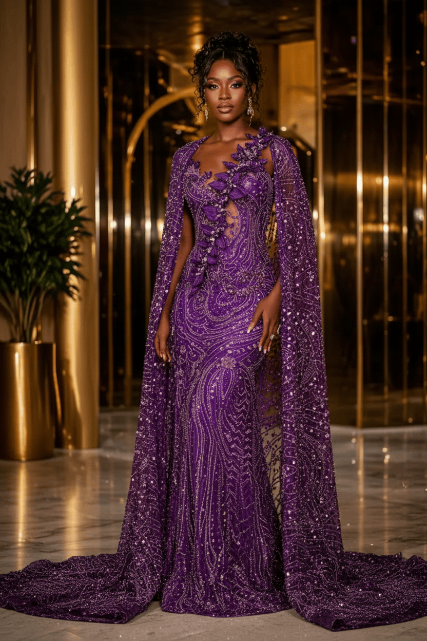 Flame Ember Off Shoulder Sequin Beaded Mermaid Prom Dress with 3D Floral Details