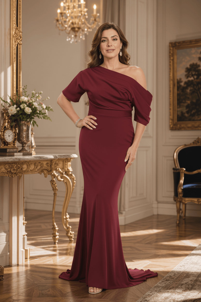 Periwinkle Blue One-Shoulder Mermaid Mother of the Bride Gown | HELERE