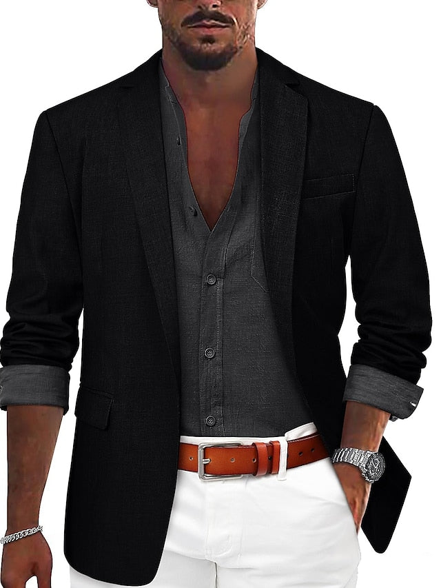 Men's Tailored Fit Single Breasted One-button Casual Jacket Black