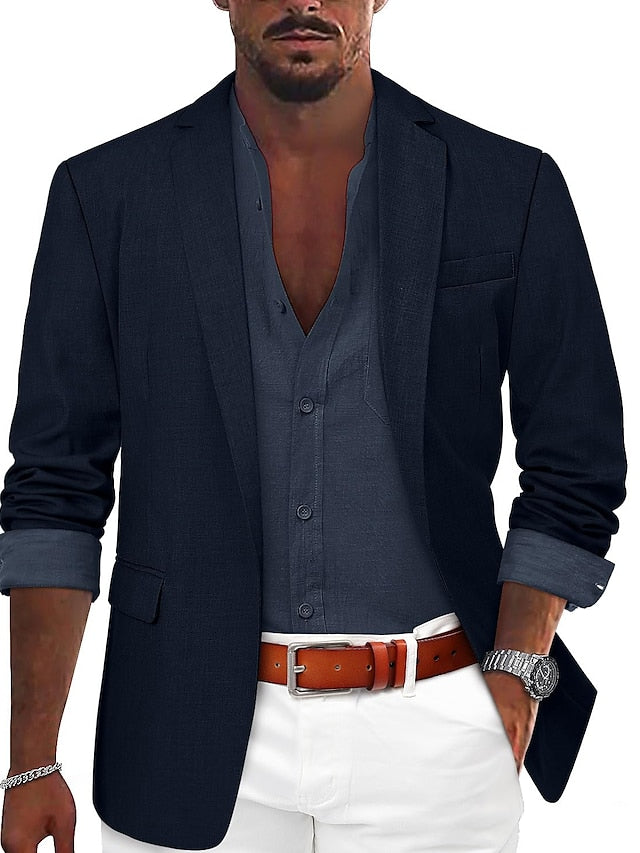 Men's Tailored Fit Single Breasted One-button Casual Jacket Blue