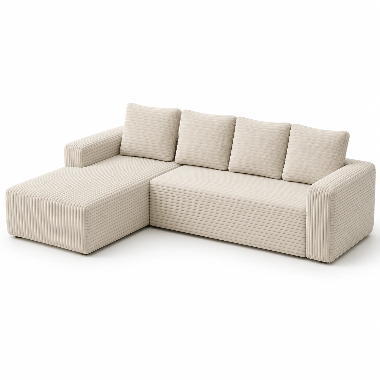 Sofa esquinero de pana color marfil-rovinanest