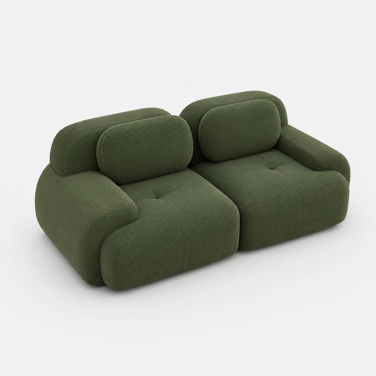 Sofa de dos plazas de pana color verde-rovinanest