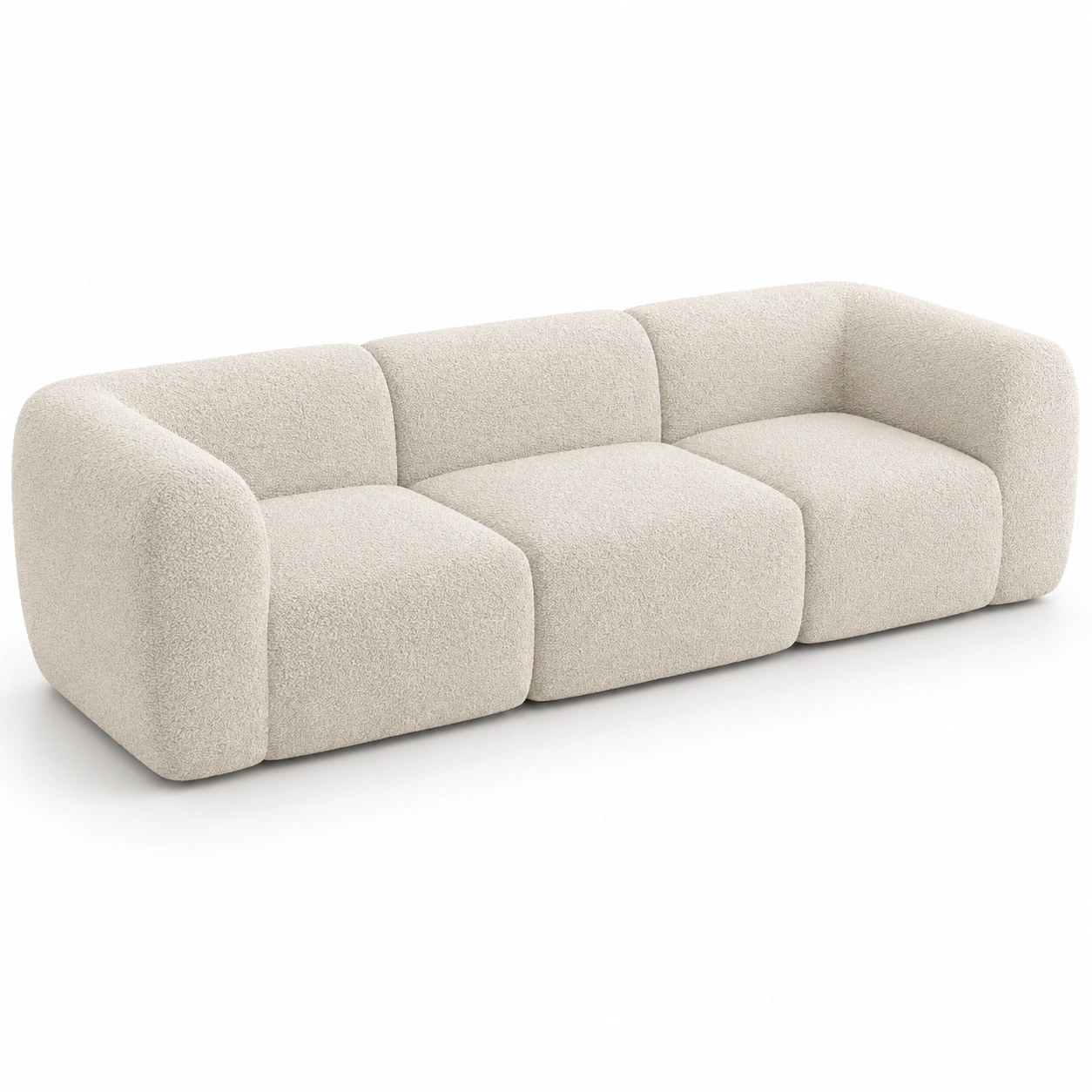 Sofa de tres plazas tapizado color marfil-rovinanest