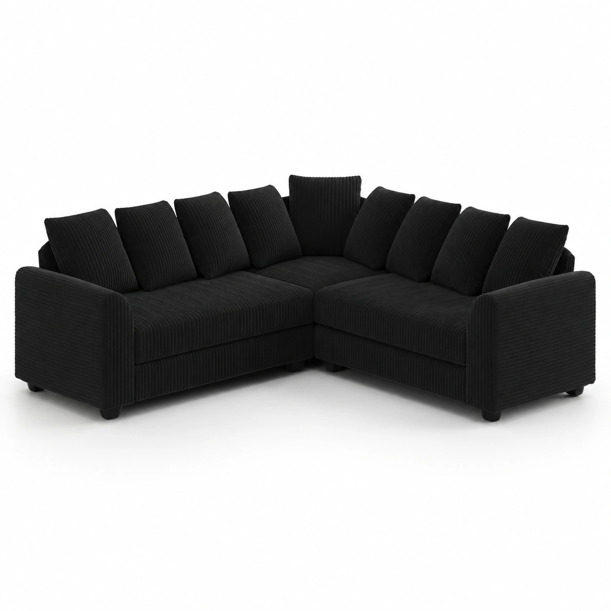 Sofa esquinero tapizado color negro-rovinanest