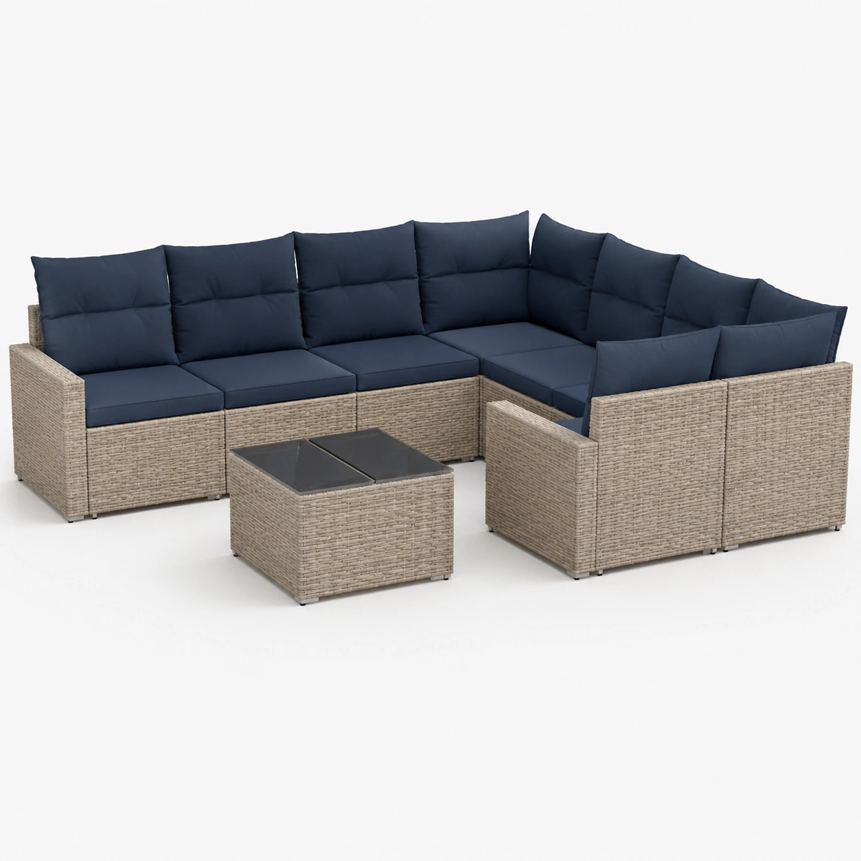 Conjunto de sofa exterior esquinero de ratan-rovinanest