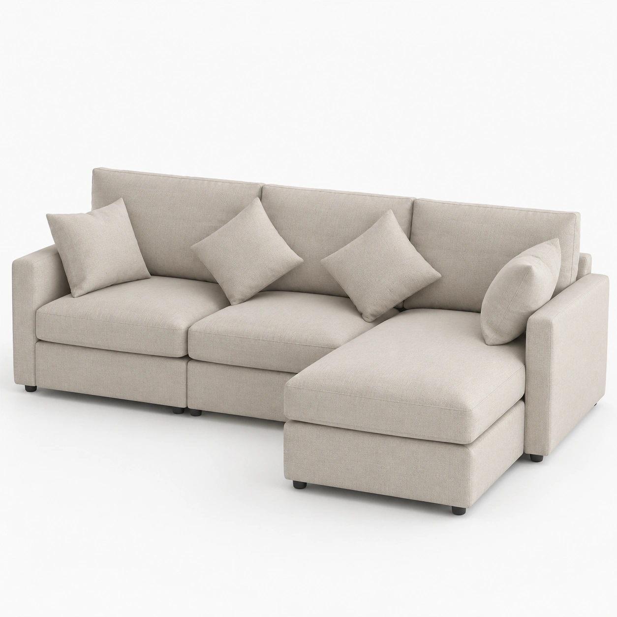 Sofa combinado en forma de L color marfil-rovinanest