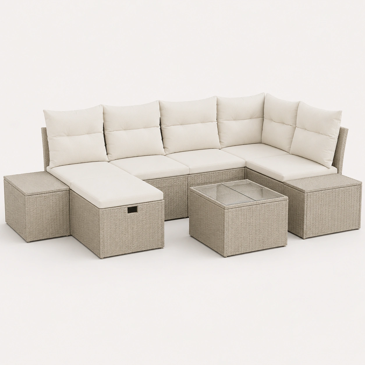 Conjunto de sofa exterior esquinero de ratan-rovinanest