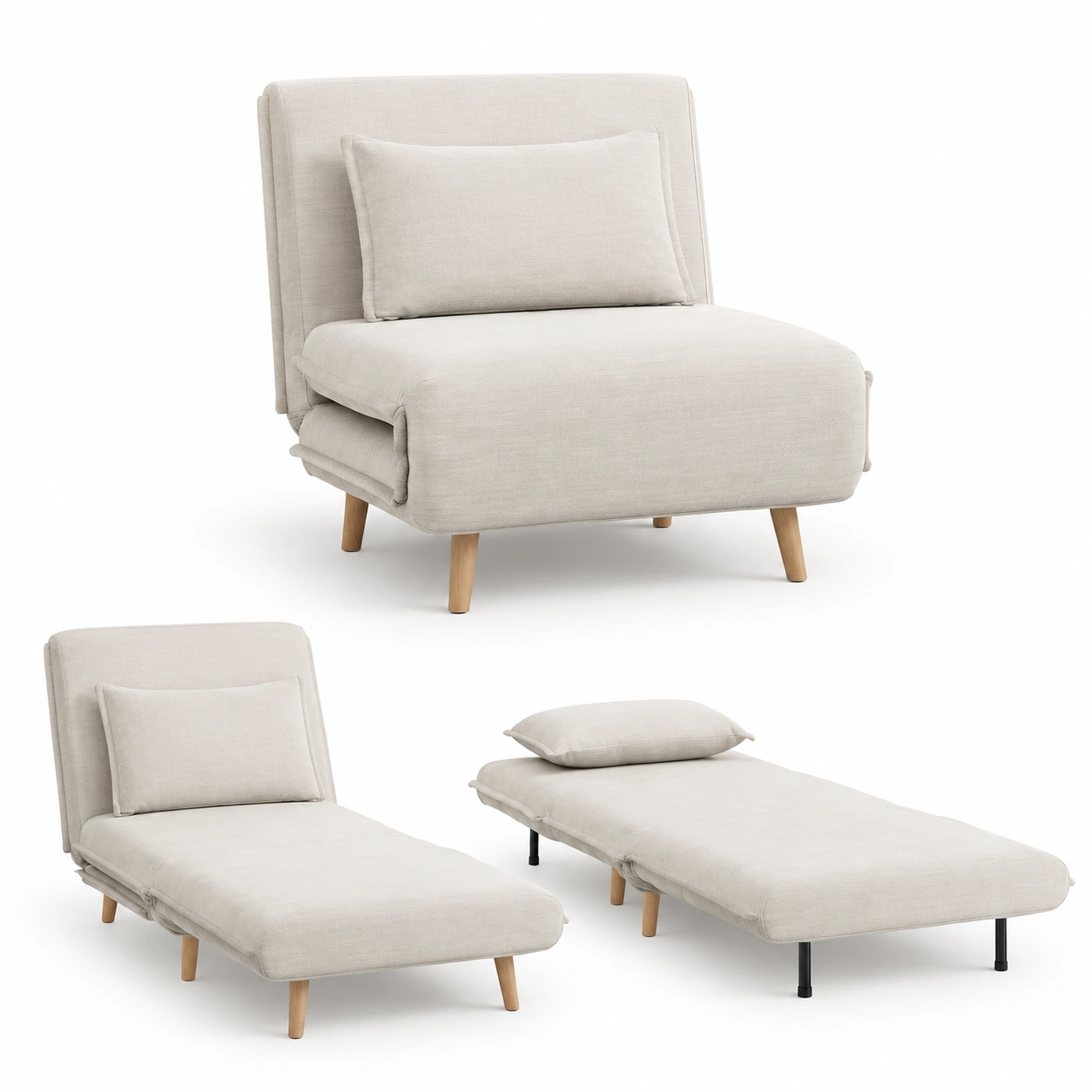 Sillon reclinable convertible en cama color marfil-rovinanest