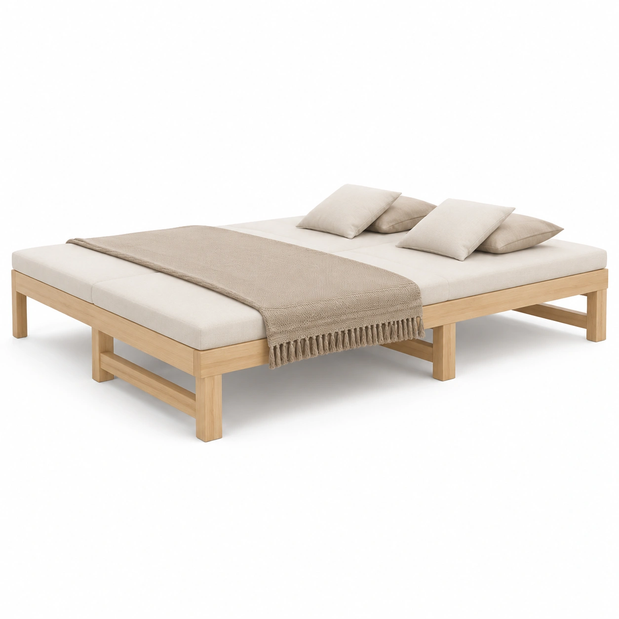 Cama plataforma de madera natural-rovinanest