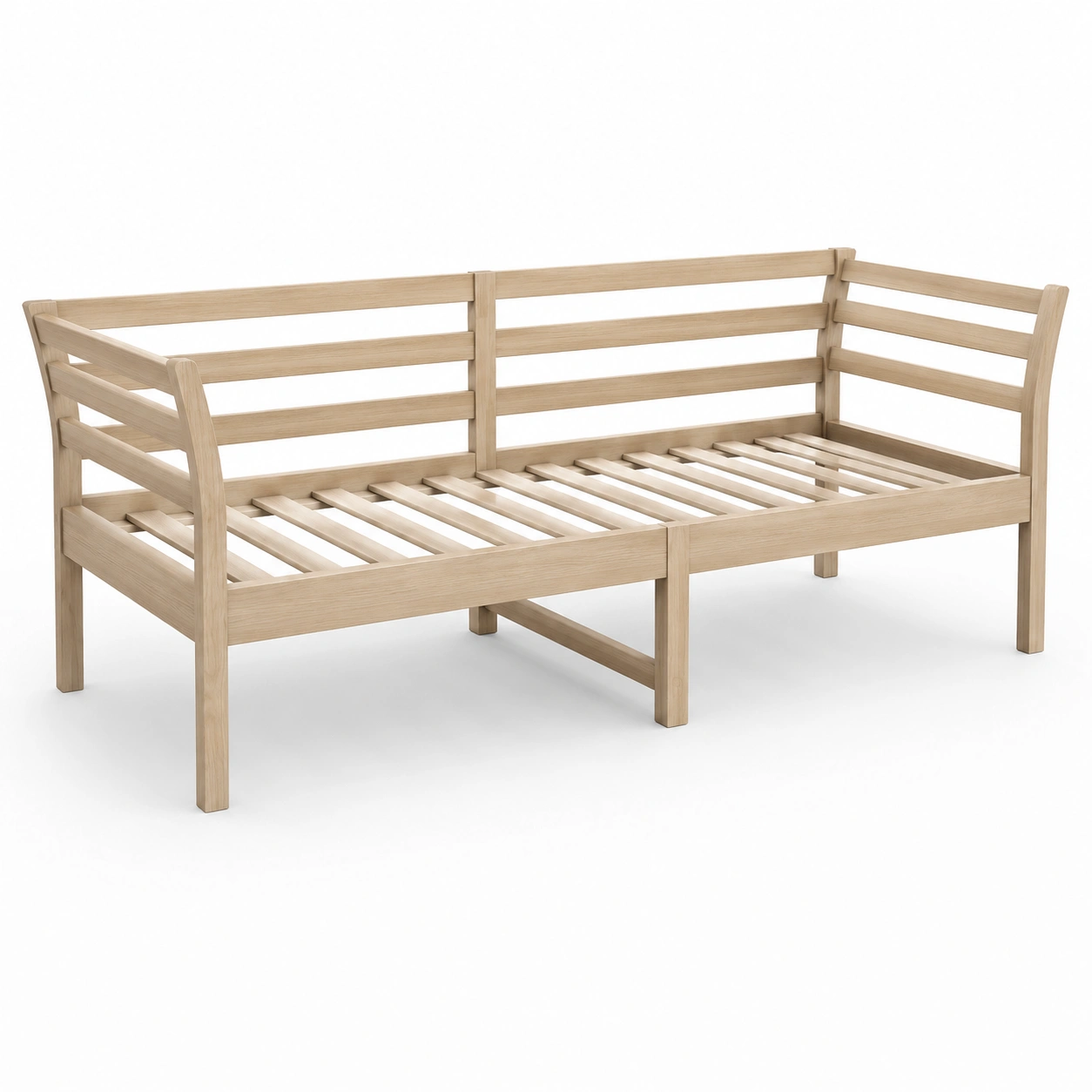 Estructura de sofa cama individual de madera natural-rovinanest