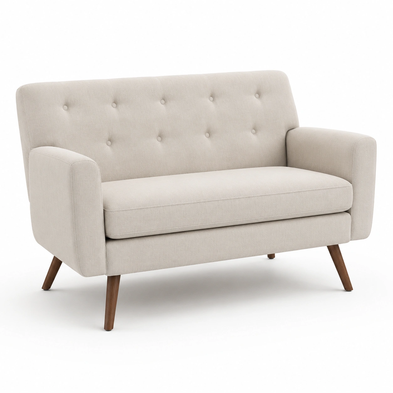 Sofa de 2 plazas con patas de madera color beige-rovinanest