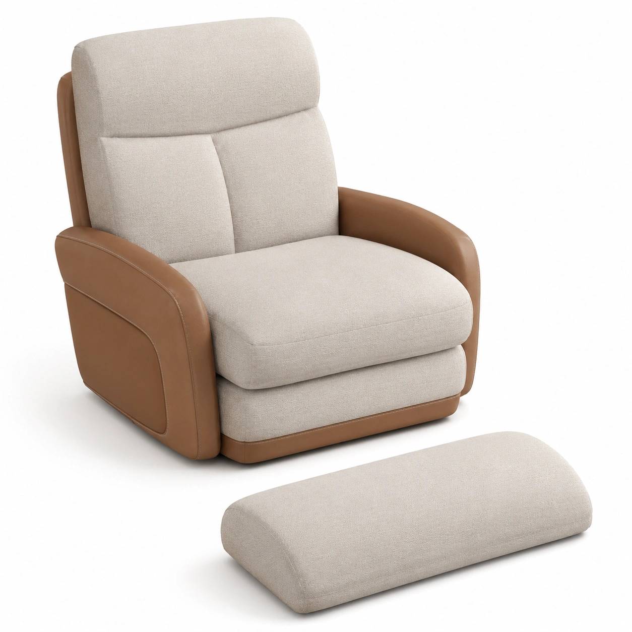 Conjunto de sillon con reposapies color marfil-rovinanest