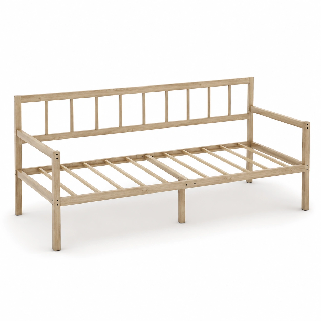 Estructura de sofa cama individual de madera natural-rovinanest