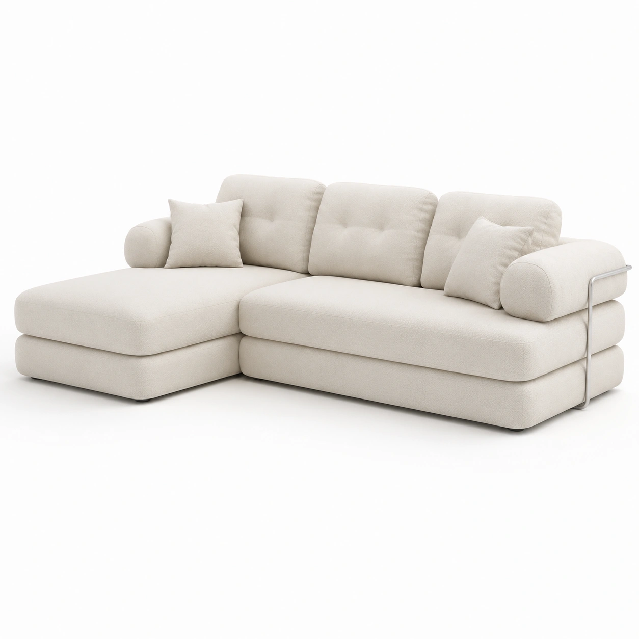 Sofa esquinero con chaise longue color blanco crema-rovinanest
