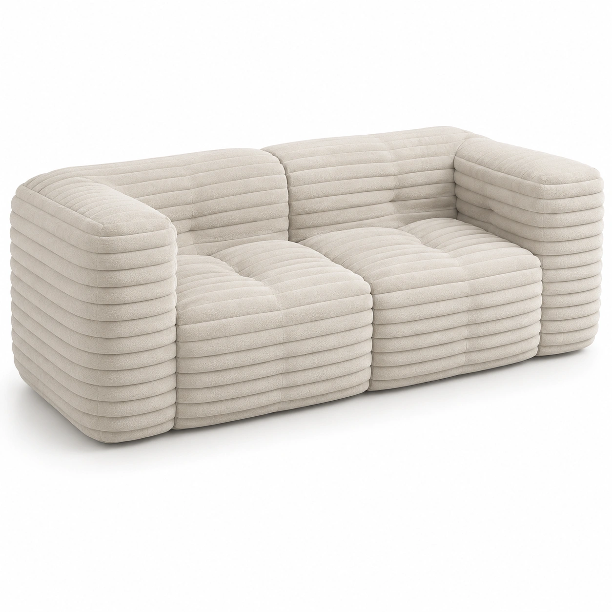 Sofa de dos plazas a rayas color marfil-rovinanest