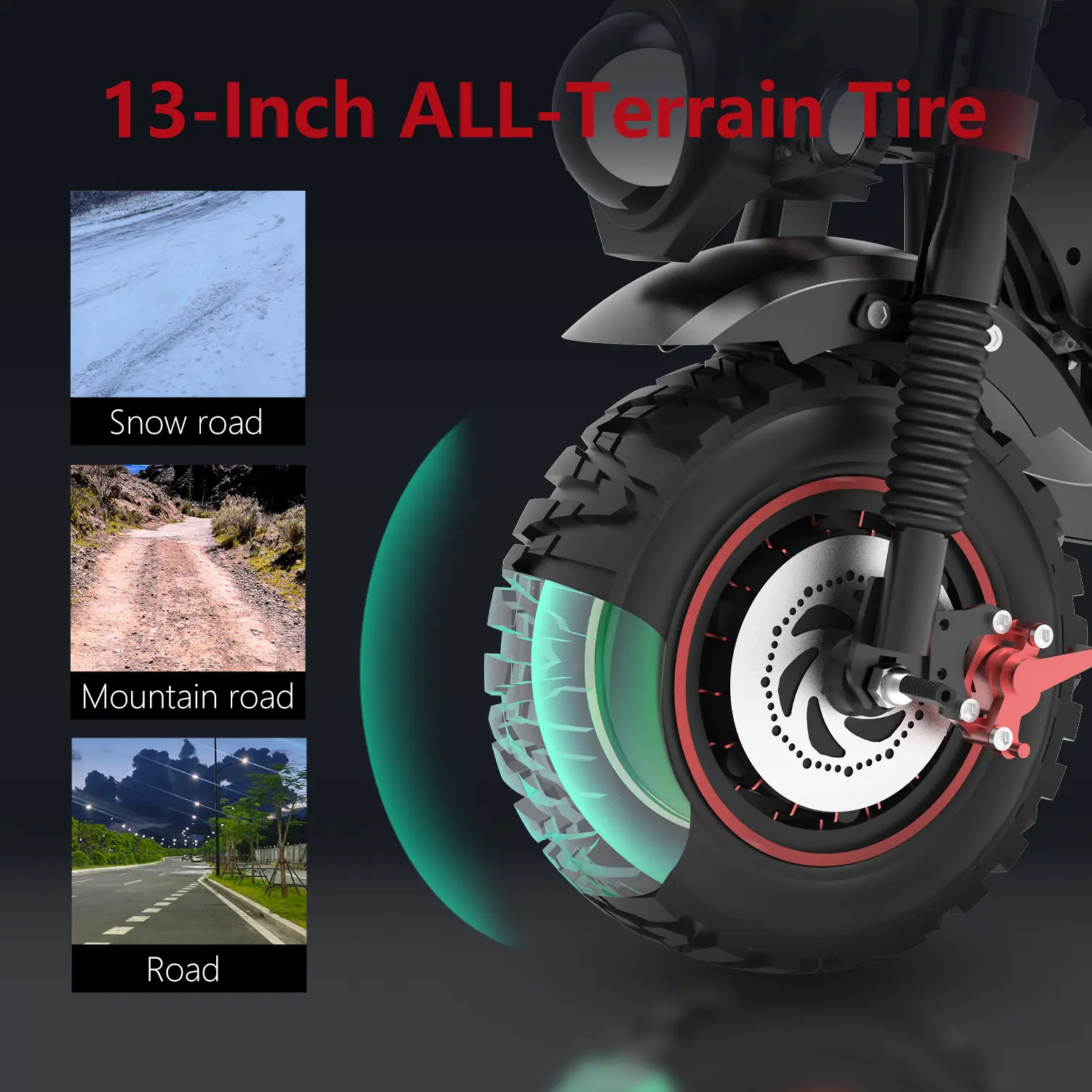 [REDDYDY] [Limited Summer Discount]JL86 Off-Road Sporty Adult Electric Scooter, 10000W Dual Motor, 60V 40Ah, Up to 55 MPH, 75 Miles Long Range, 3 Gear Speed Mode, 13" Pneumatic Tires, Max 440 LBS Load Capacity,NFC,Foldable