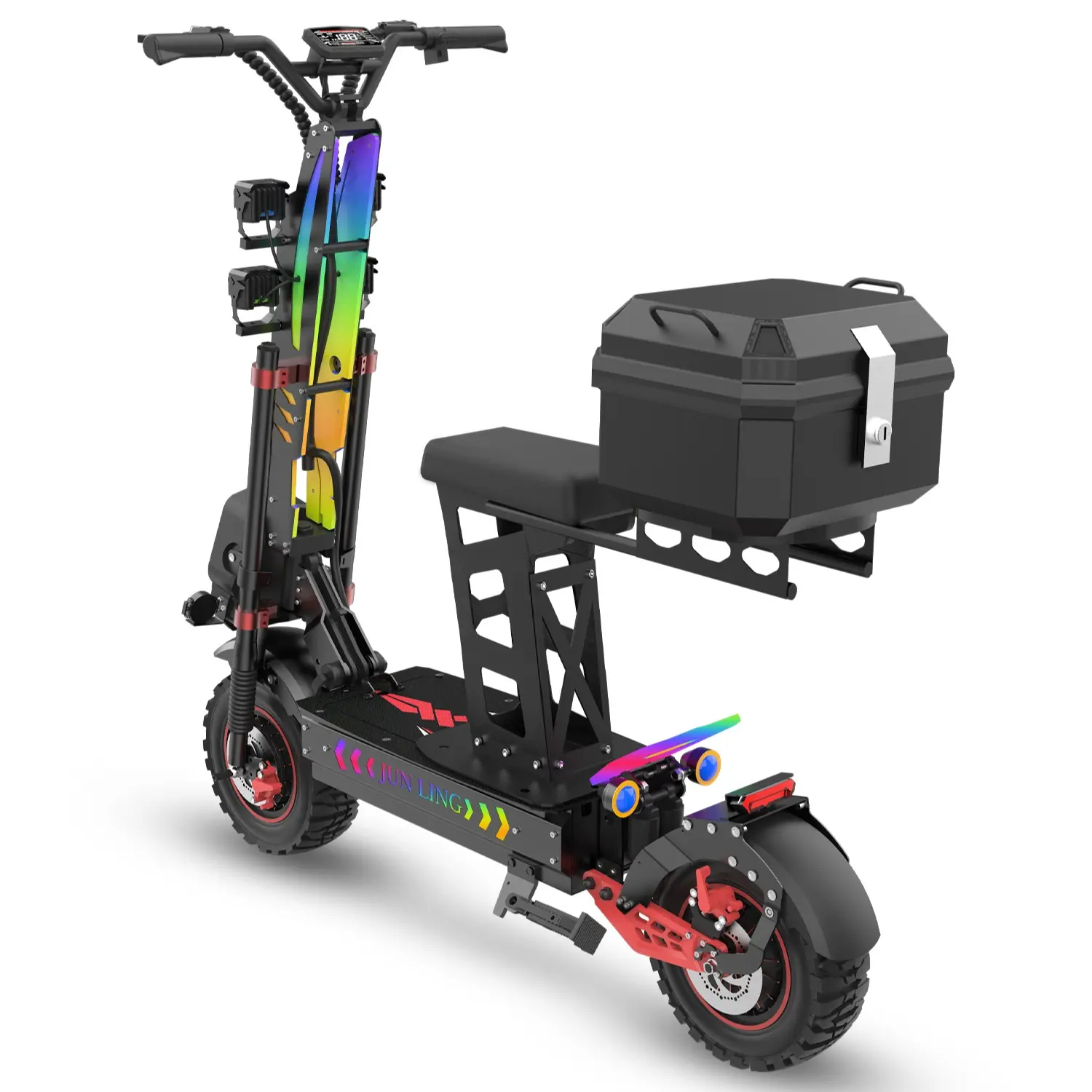 [REDDYDY] [Limited Summer Discount]JL86 Off-Road Sporty Adult Electric Scooter, 10000W Dual Motor, 60V 40Ah, Up to 55 MPH, 75 Miles Long Range, 3 Gear Speed Mode, 13" Pneumatic Tires, Max 440 LBS Load Capacity,NFC,Foldable