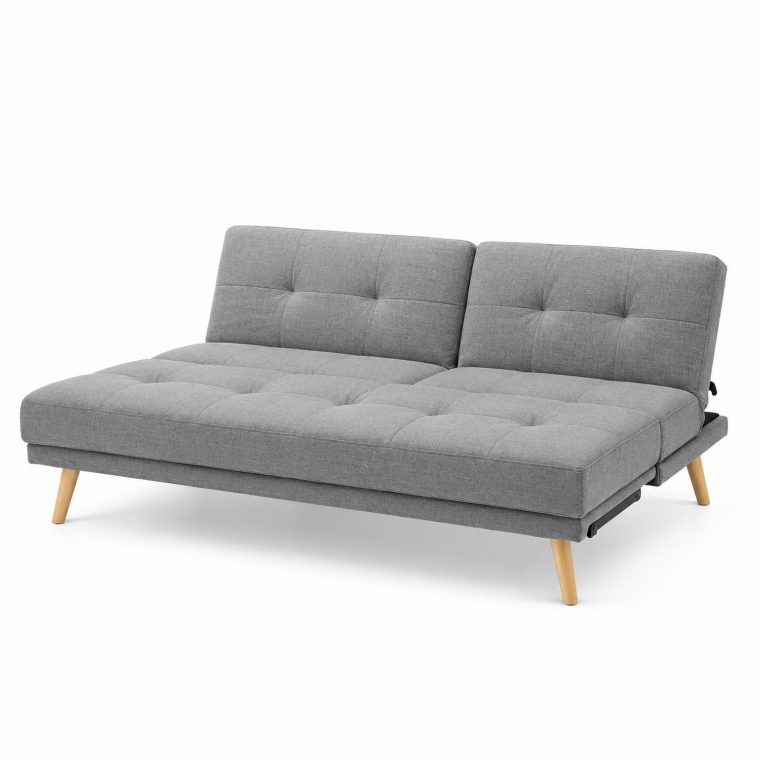 Sofá cama de tela con patas de madera Gris