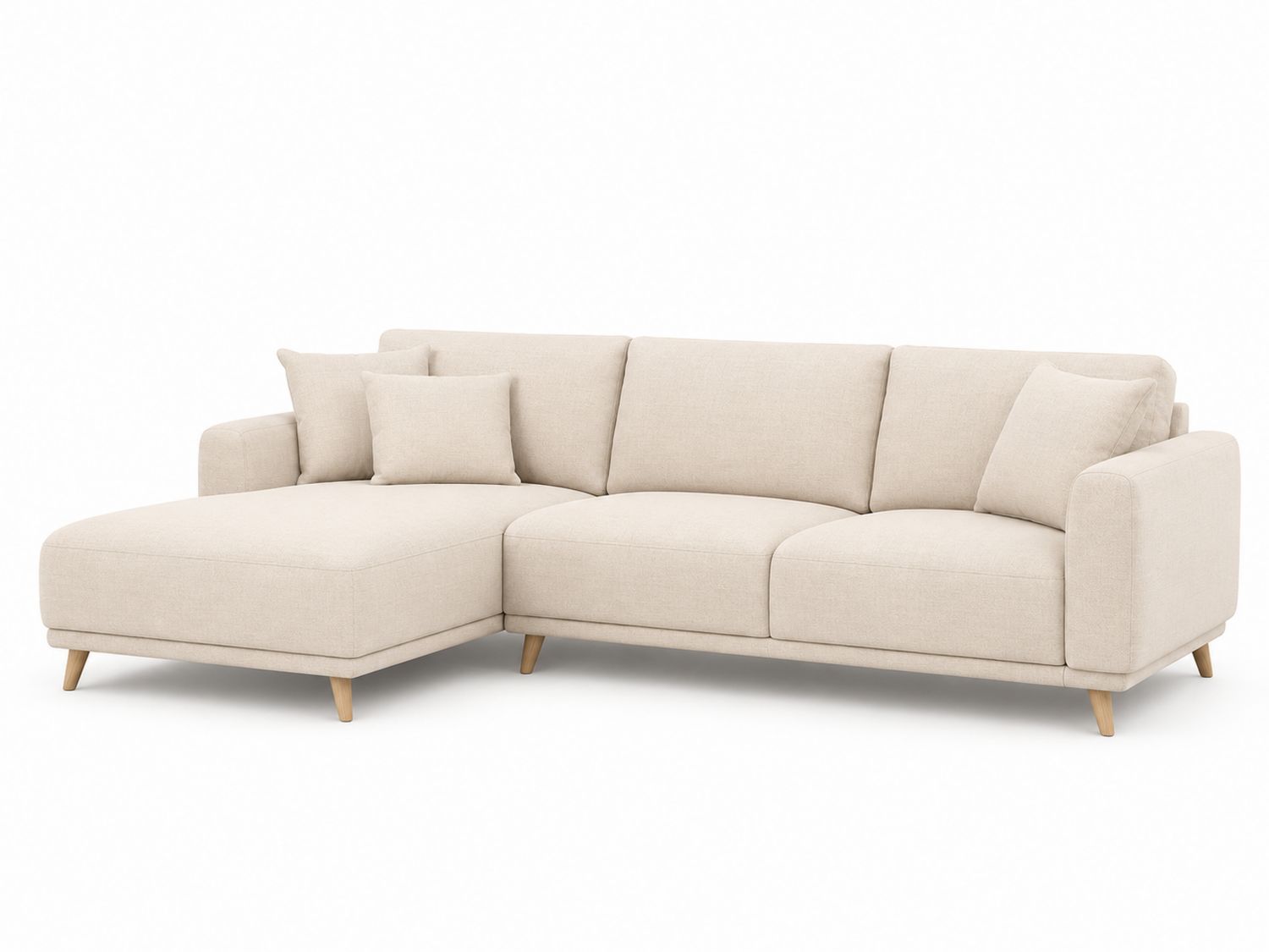 Sofá Esquinero Chaise Longue Beige Lino 275x160x85 cm