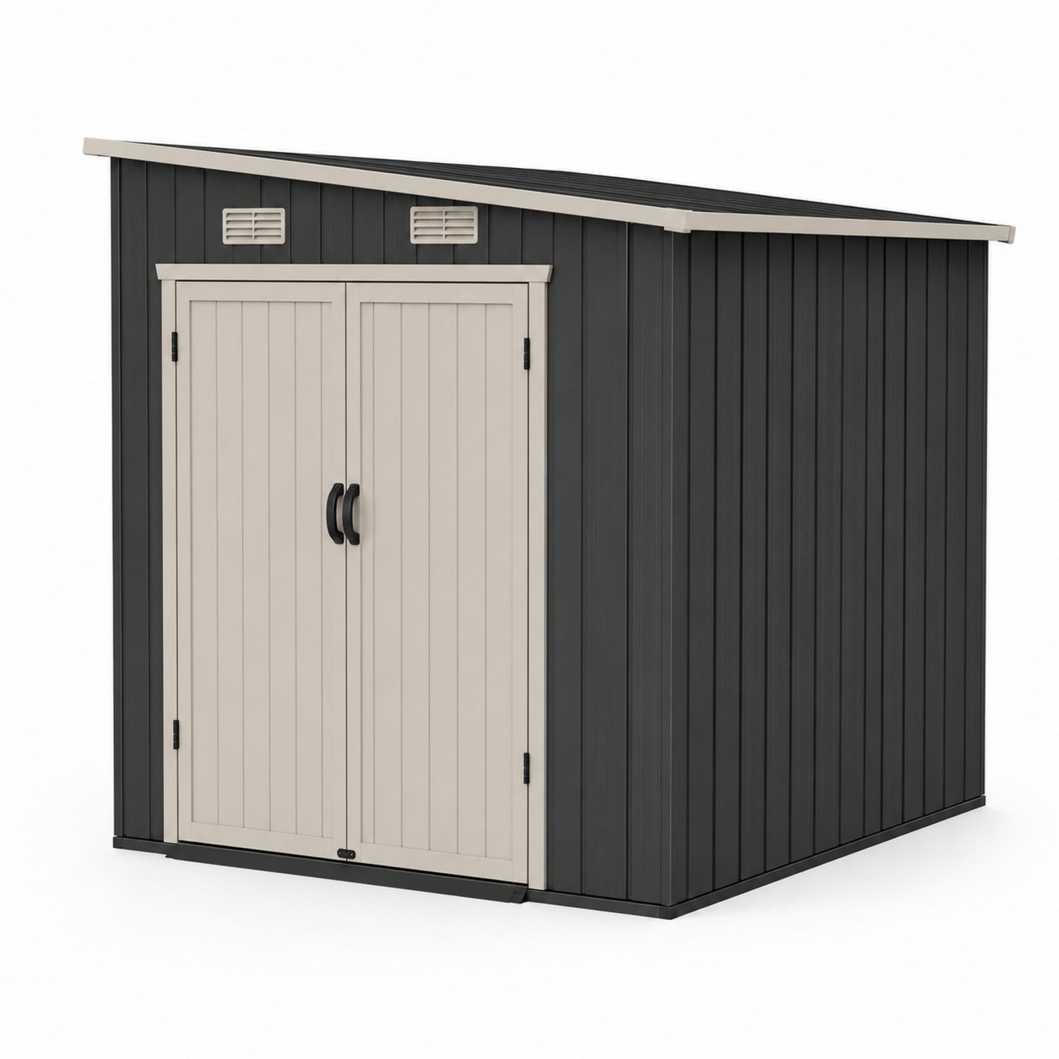 Cobertizo de jardín de plástico y metal 185x152x226 cm Gris y Beige