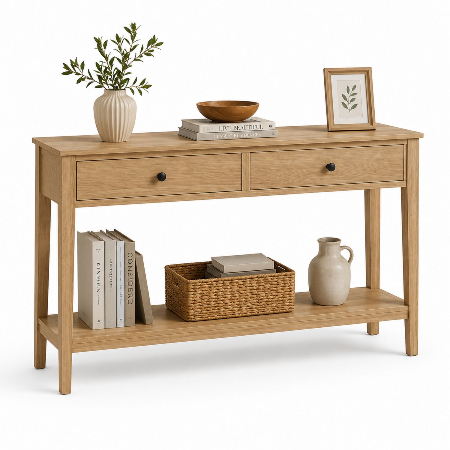 Mesa consola de madera con cajones