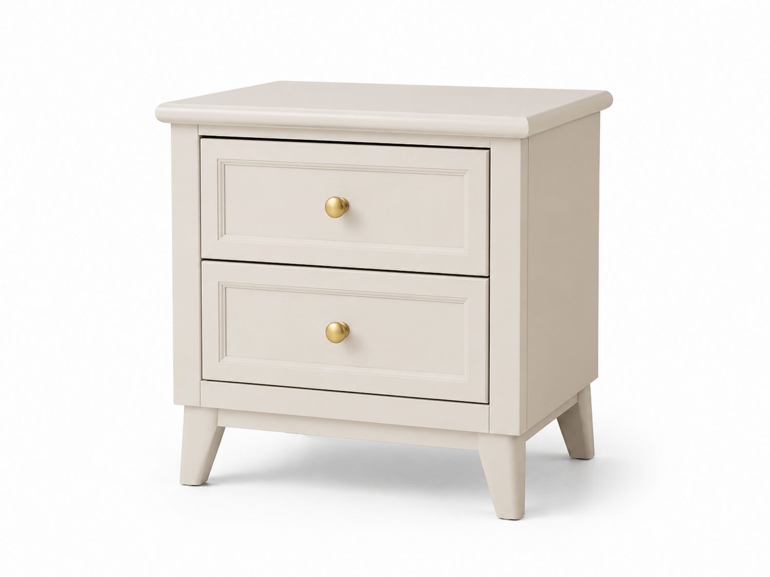 Mesita de noche de madera con 2 cajones beige