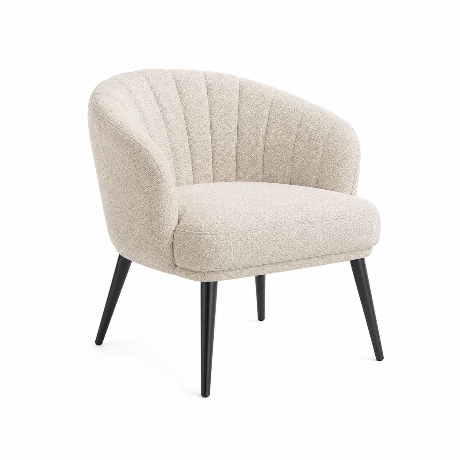 Silla de Bouclé con Patas de Metal Beige