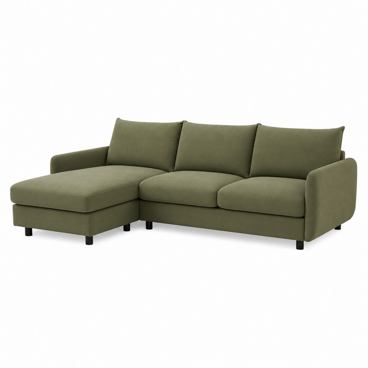 Sofá chaise longue en forma de L verde