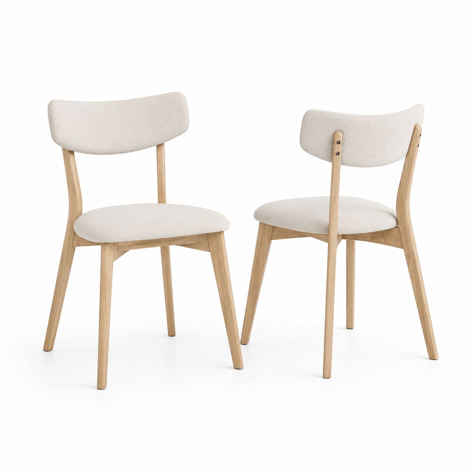 Conjunto de 2 sillas de madera tapizadas en tela beige