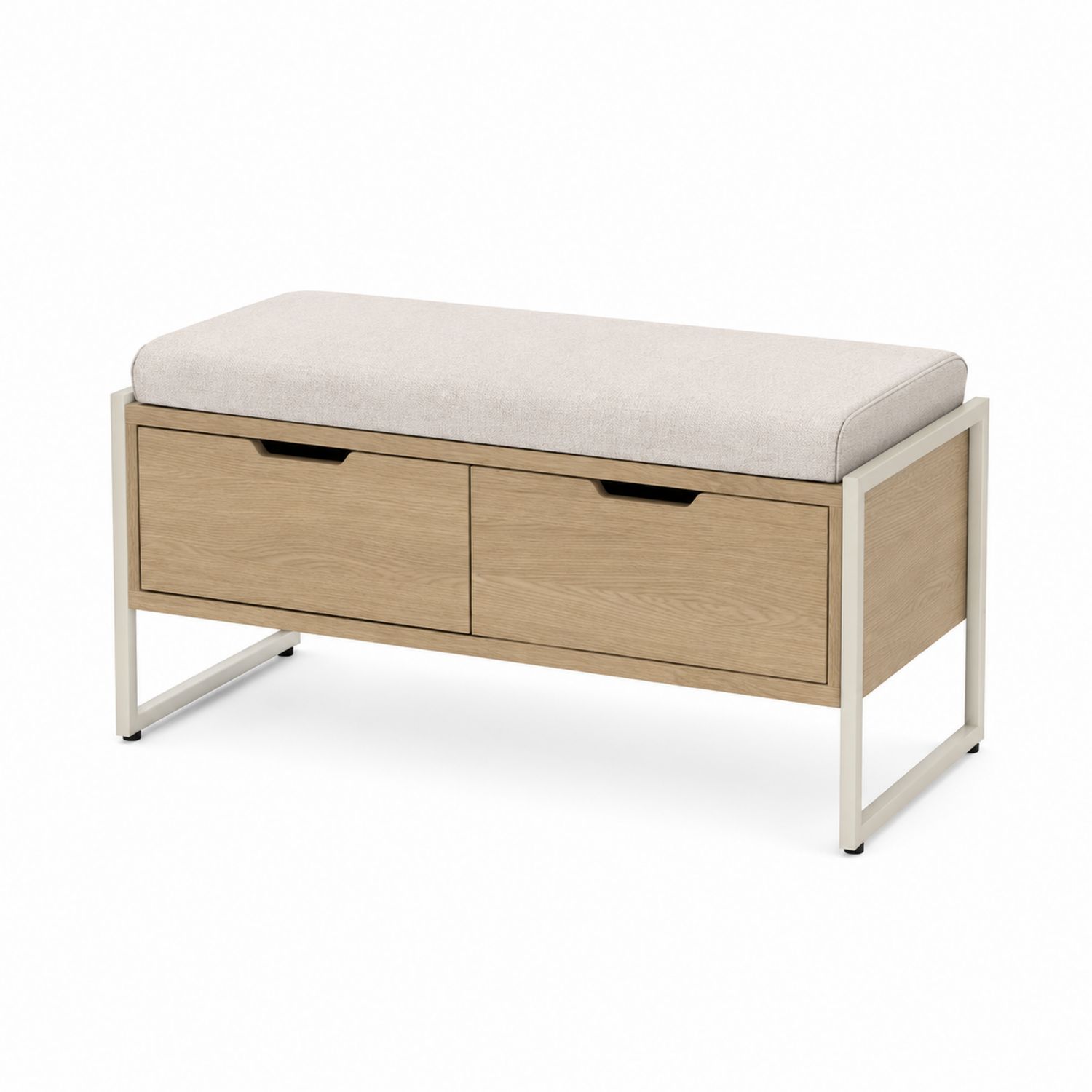 Banco con Almacenamiento de Madera y Metal 100x40x45 cm Beige