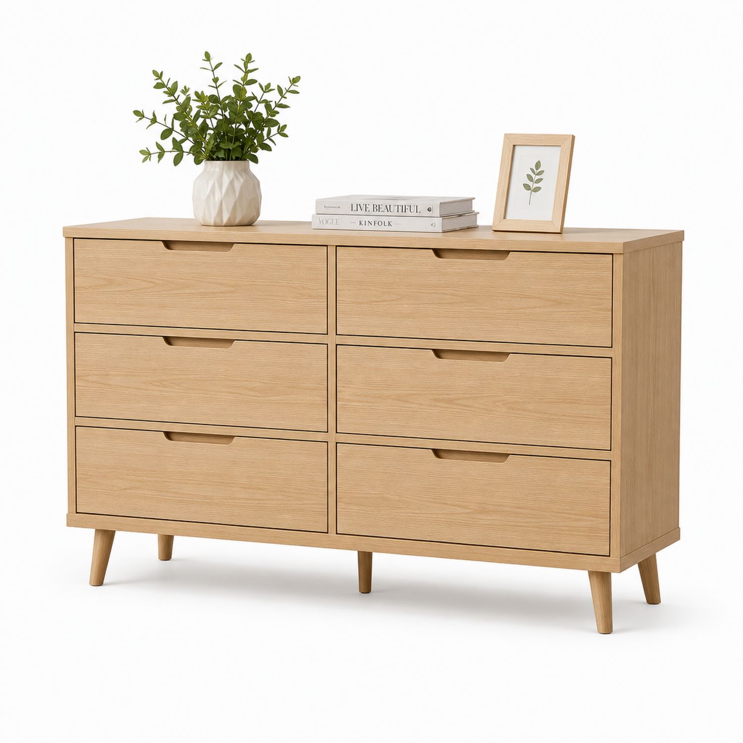 Cómoda de Madera de Roble con 6 Cajones 120x40x80 cm