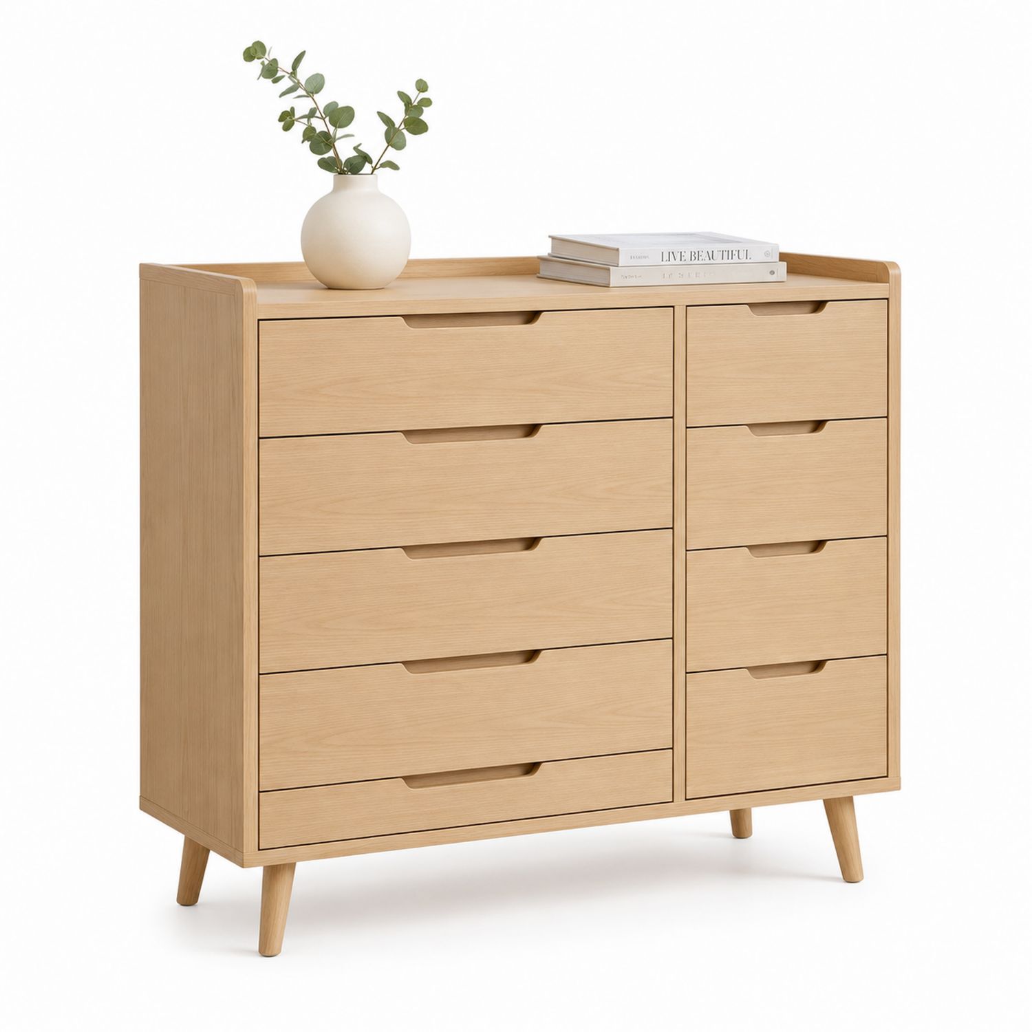 Cajonera de Madera de Roble con 10 Cajones 100x80x40 cm
