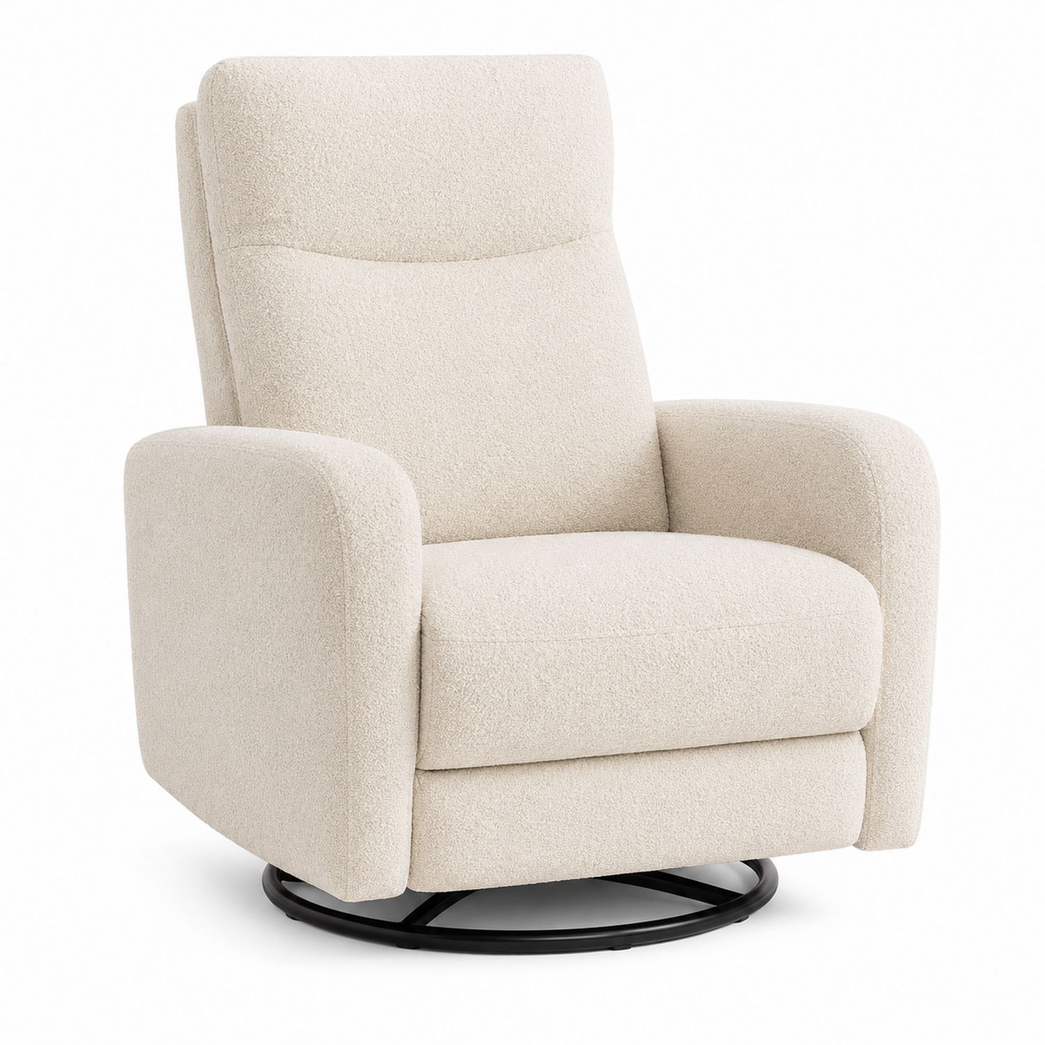Sillón reclinable giratorio de tela bouclé beige