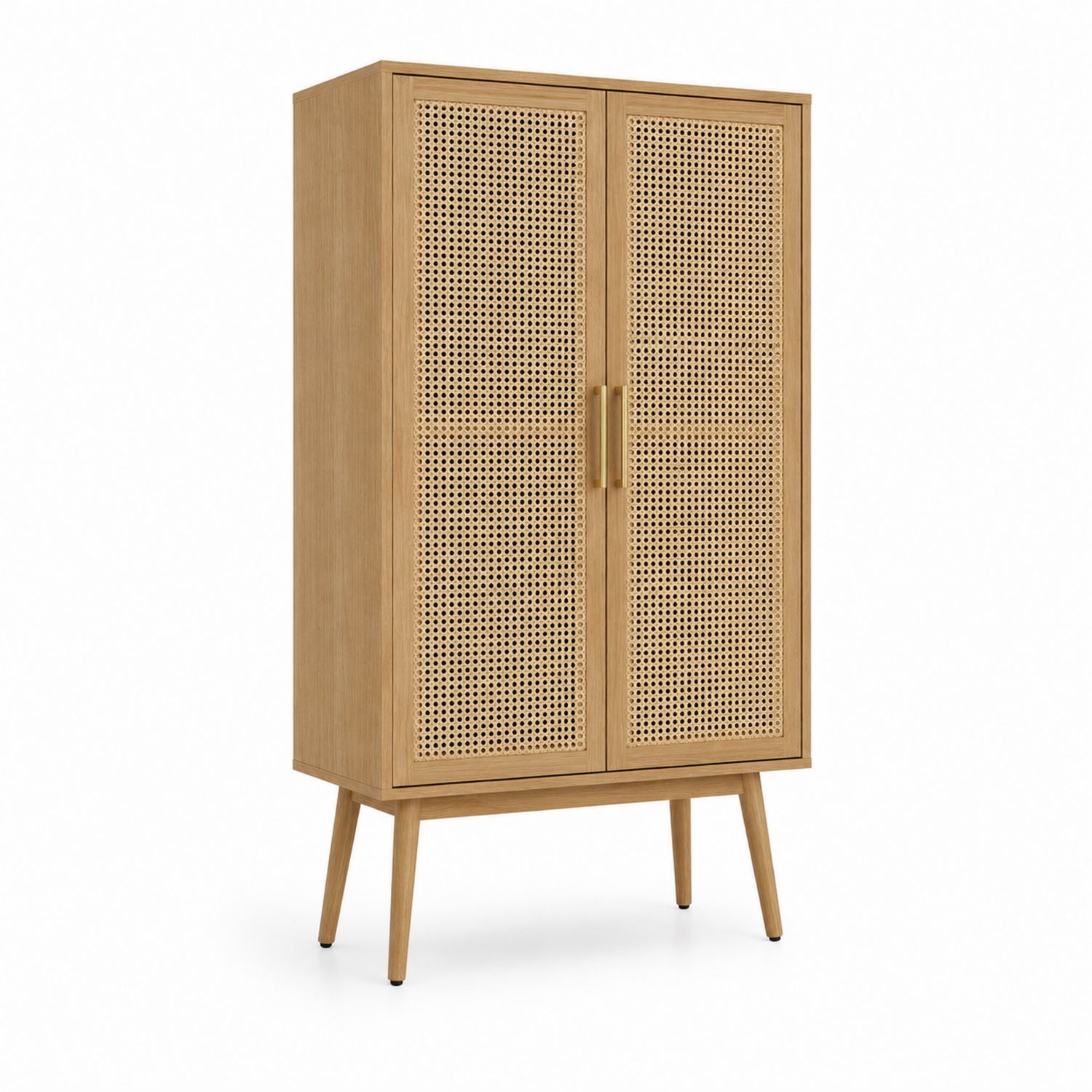 Armario de Madera de Roble con Puertas de Ratán