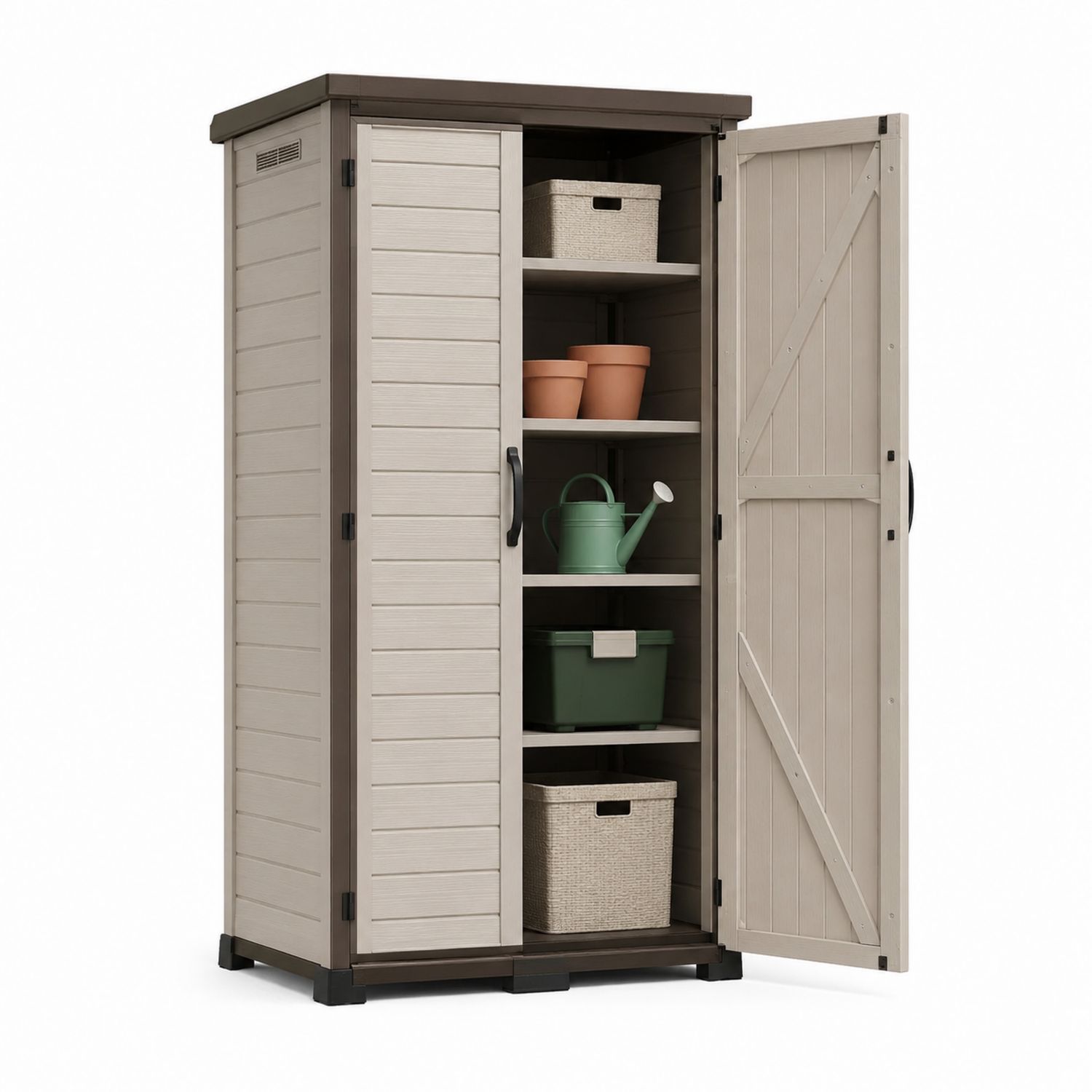 Armario de resina para exteriores 172x70x45 cm Beige/Marrón