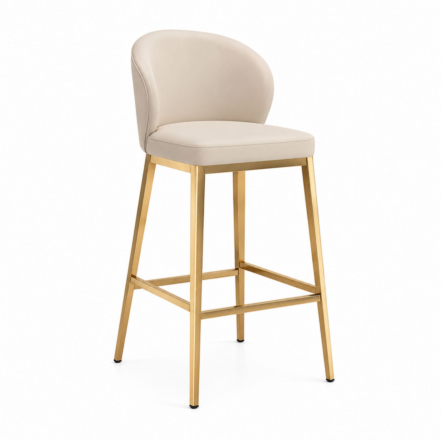 Taburete de bar con asiento de cuero sintético y estructura metálica dorada 75 cm