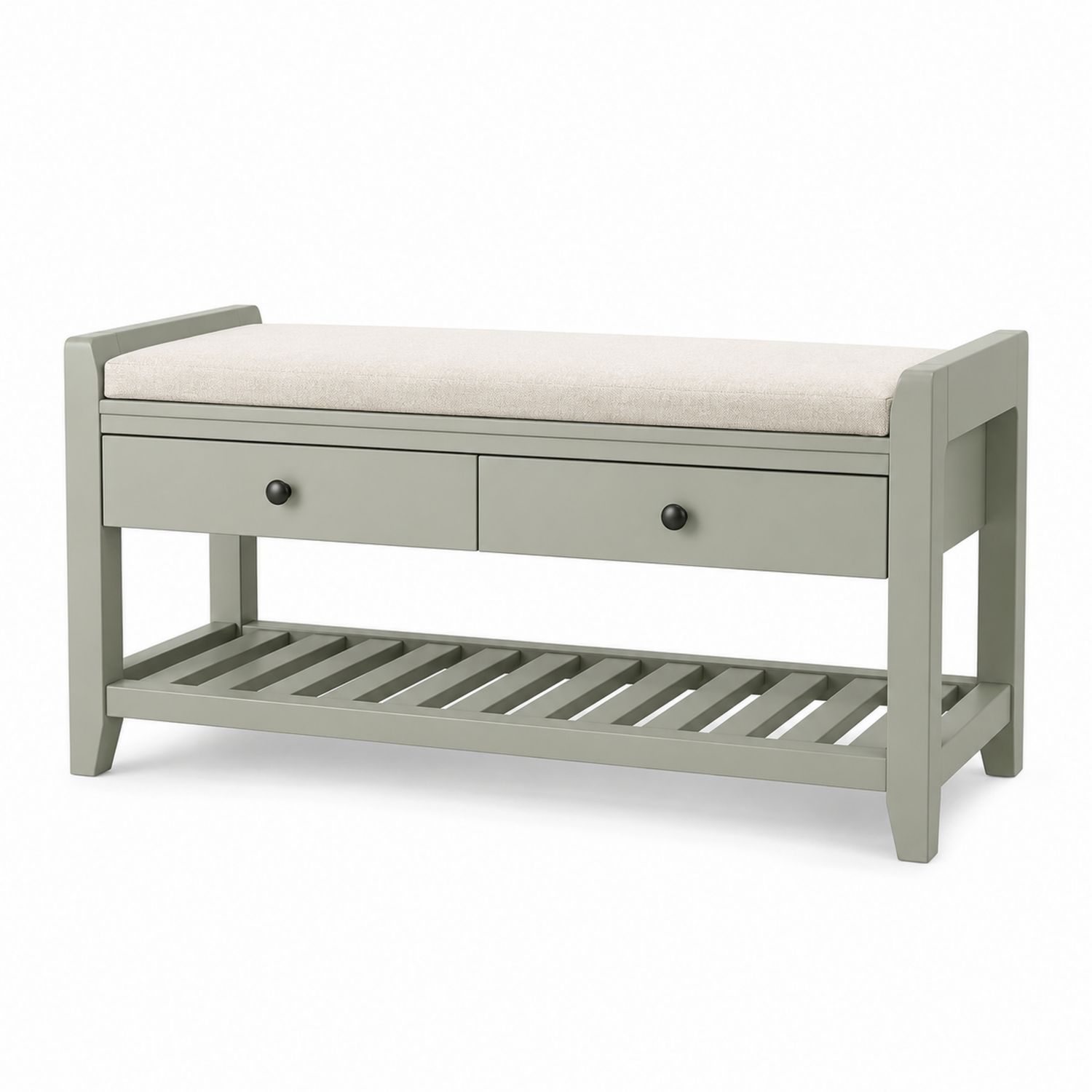 Banco de madera y cojín con cajones 100x40x50cm