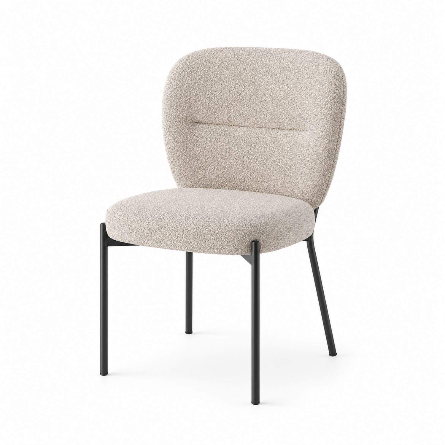 Silla de comedor de metal con tejido de poliéster beige