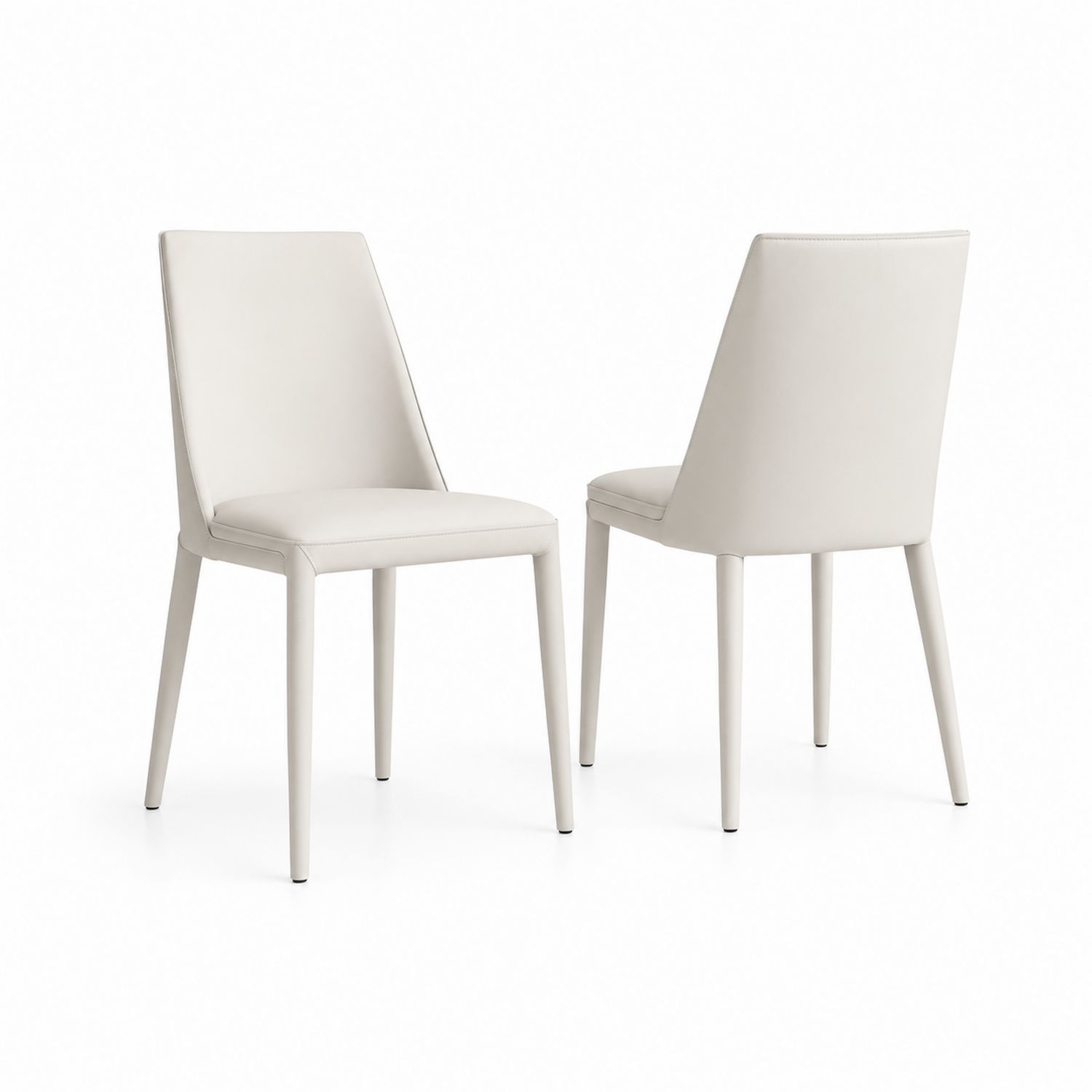 Juego de 2 sillas de comedor tapizadas en cuero sintético blanco