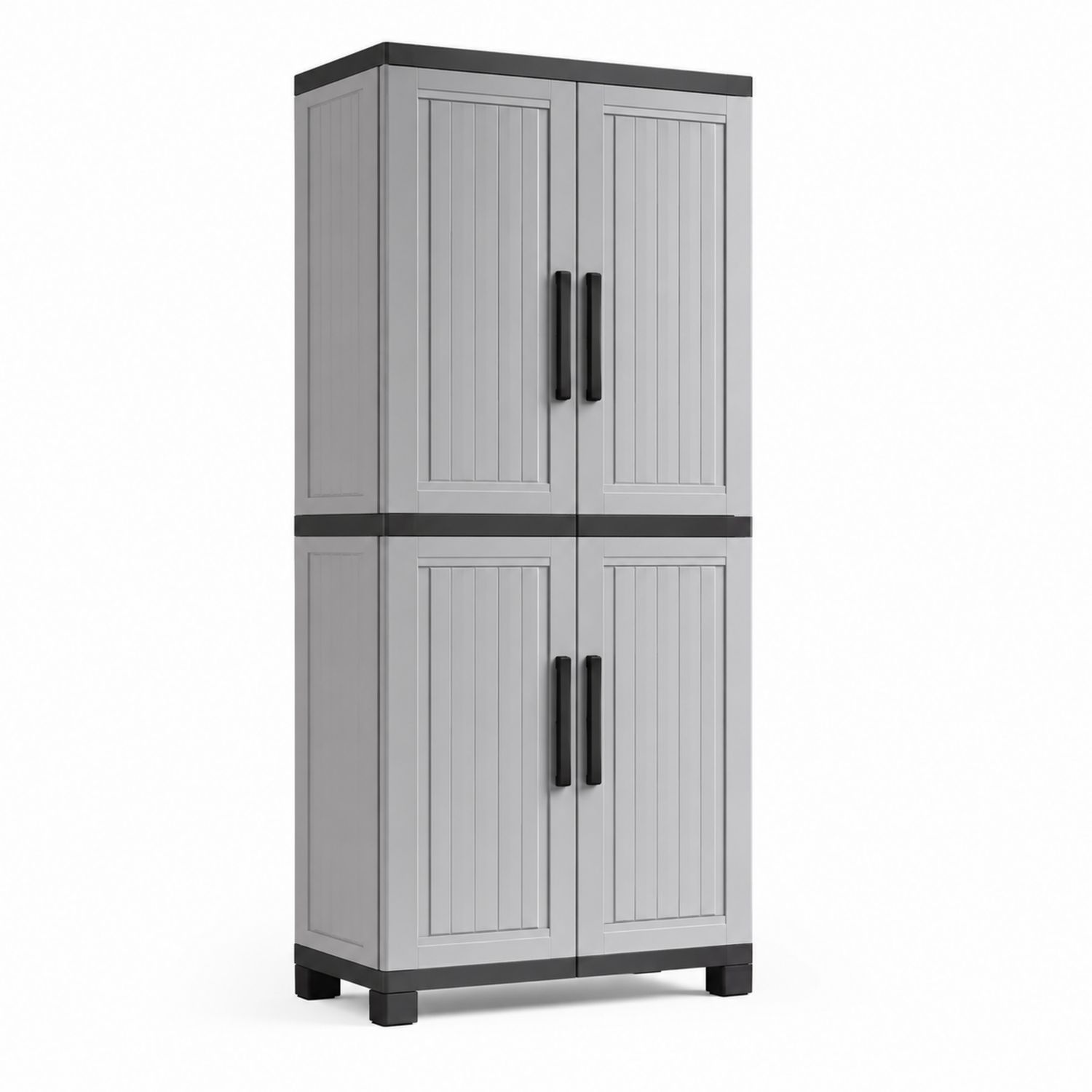Armario de Almacenamiento Vertical 4 Puertas 180x80x40cm Resina Gris/Negro