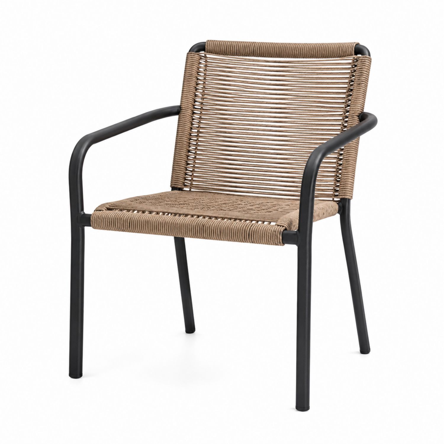 Silla de Aluminio con Asiento de Cuerda Sintética Beige para Exterior